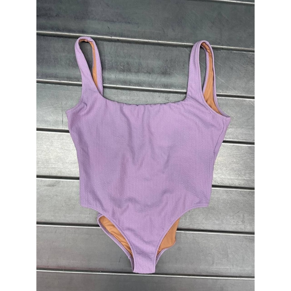 JCrew One Piece Swimsuit Womens Size 20 Purple Textured Square Neck Low Back NWT